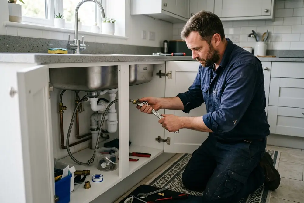Connecting tap fittings under a new kitchen sink